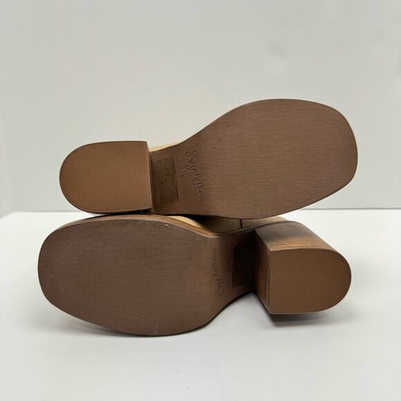 NEW Seychelles Sweet Escape Tan Leather Pull On Block Heel Square Toe Boots - Picture 14 of 14